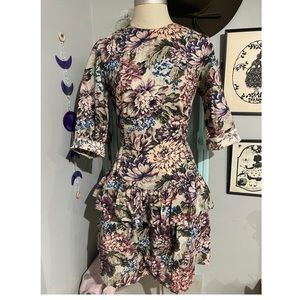 Vintage Floral Ruffle Dress